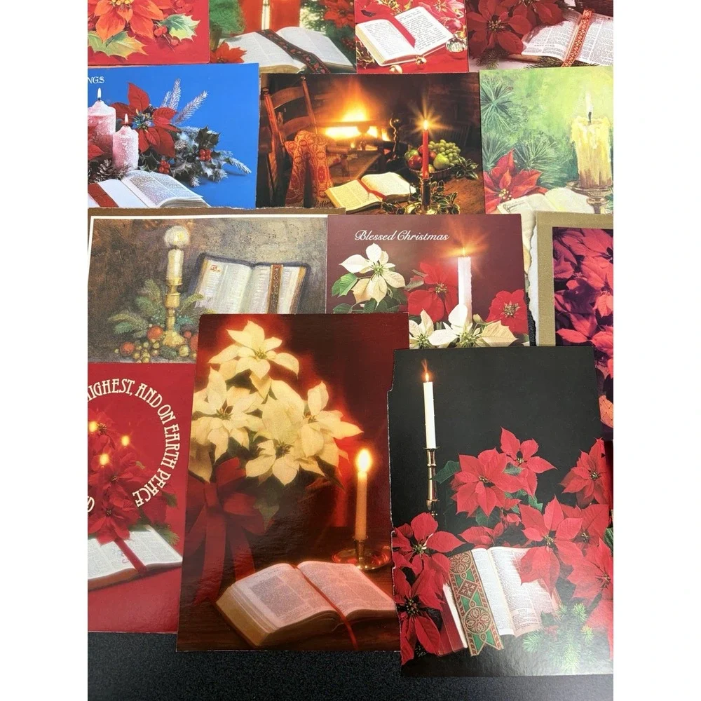 Vintage Christmas Cards Fronts ONLY Bibles Scrapbooking Decoupage Lot of 50+